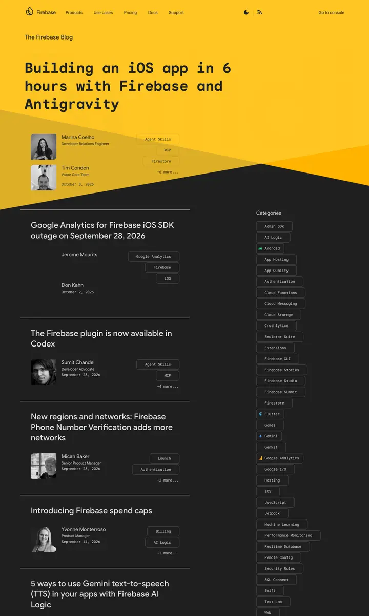 Home page of firebase.blog