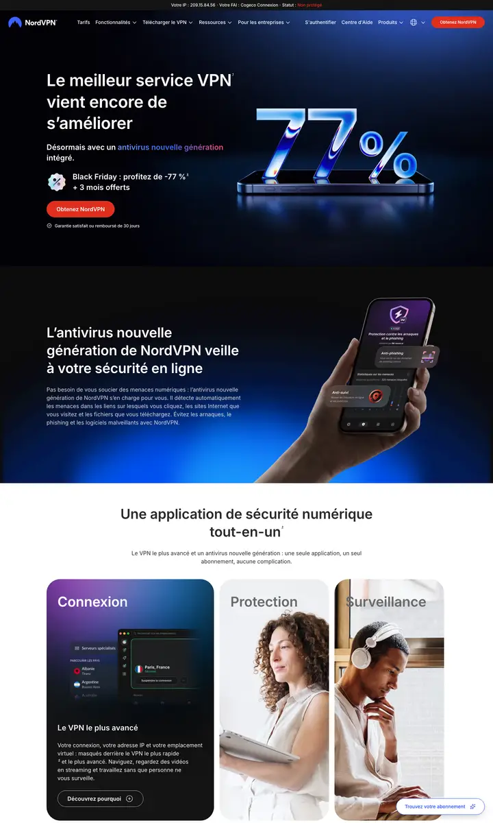 Home page of nordvpn.com