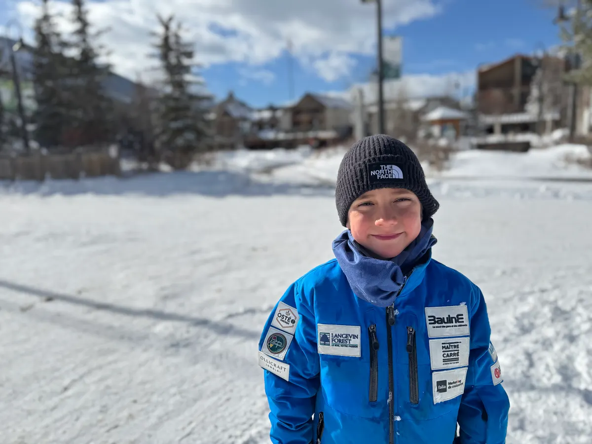 A young skier from the Club de compétition Chantecler wears the Falia crest on his jacket